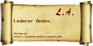 Lederer Andos névjegykártya